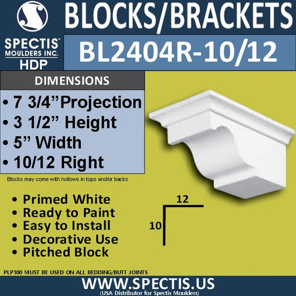 BL2404R-10/12 Pitch Eave Bracket 5"W x 3.5"H x 7.75" P