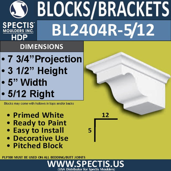 BL2404R-5/12 Pitch Eave Bracket 5"W x 3.5"H x 7.75" P