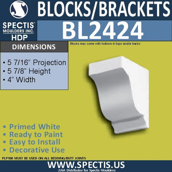 BL2424 Eave Block or Bracket 4"W x 6"H x 5" P
