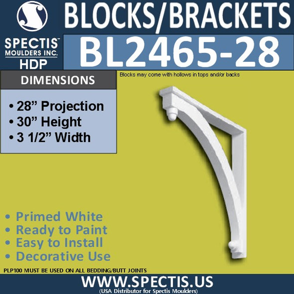 BL2465-28 Eave Block or Bracket 3.5"W x 30"H x 28" P