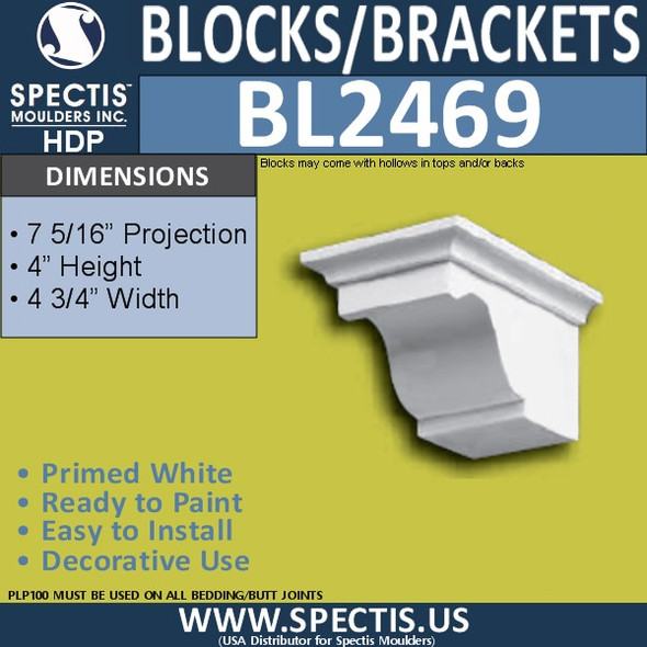 BL2469 Eave Block or Bracket 4.75"W x 4"H x 8" P
