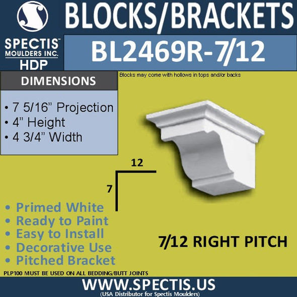 BL2469R-7/12 Pitch Eave Bracket 4.75"W x 4"H x 7" P