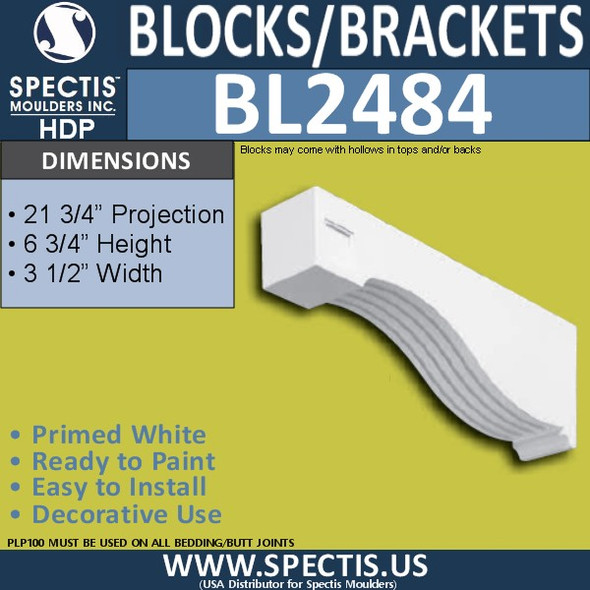 BL2484 Eave Block or Bracket 3.5"W x 6.75"H x 21.75" P