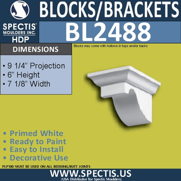 BL2488 Eave Block or Bracket 7.13"W x 6"H x 9.25" P