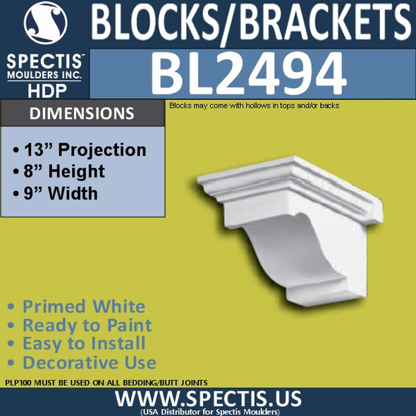 BL2494 Eave Block or Bracket 9"W x 8"H x 14" P