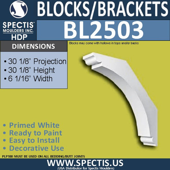 BL2503 Eave Block or Bracket 6.1"W x 30.2"H x 30.2" P