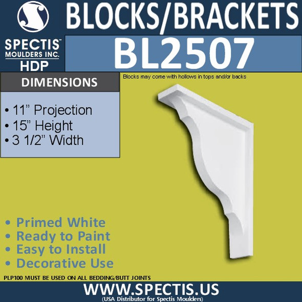 BL2507 Eave Block or Bracket 3.5"W x 15"H x 11" P