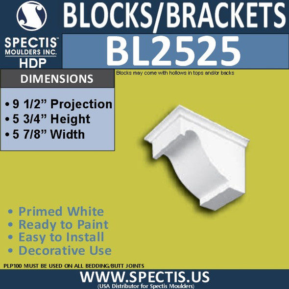 BL2525 Eave Block or Bracket 6"W x 5.75"H x 9.5" P