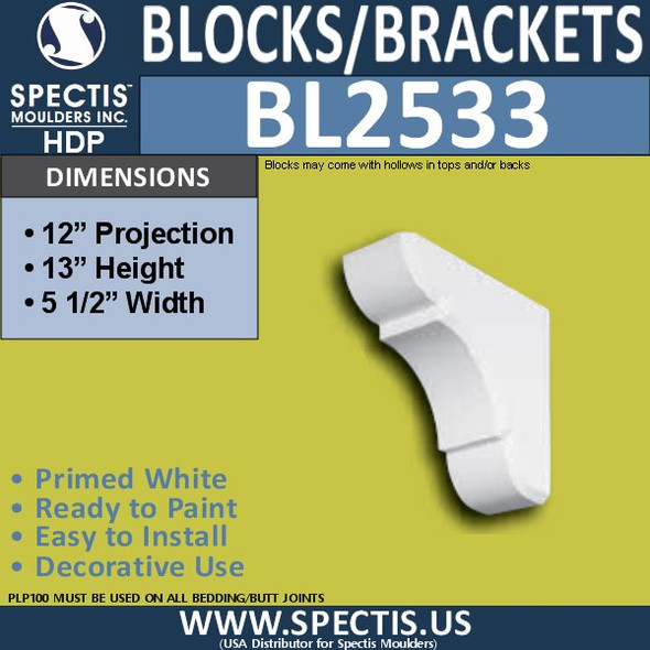 BL2533 Eave Block or Bracket 5.5"W x 13"H x 12" P