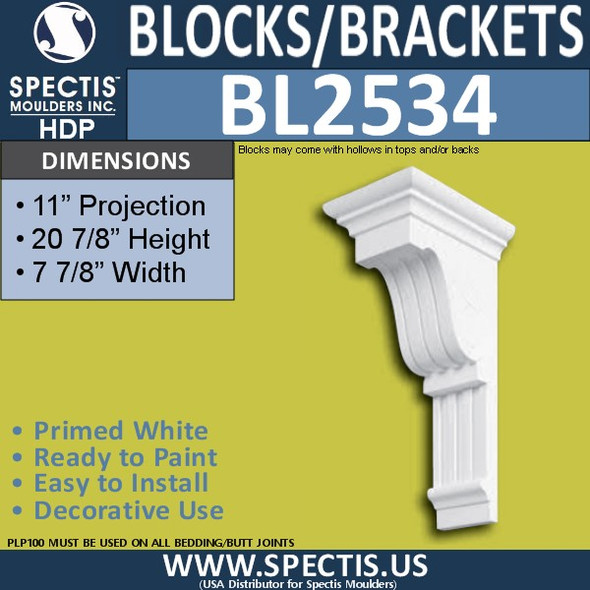 BL2534 Eave Block or Bracket 7.75"W x 21"H x 11" P