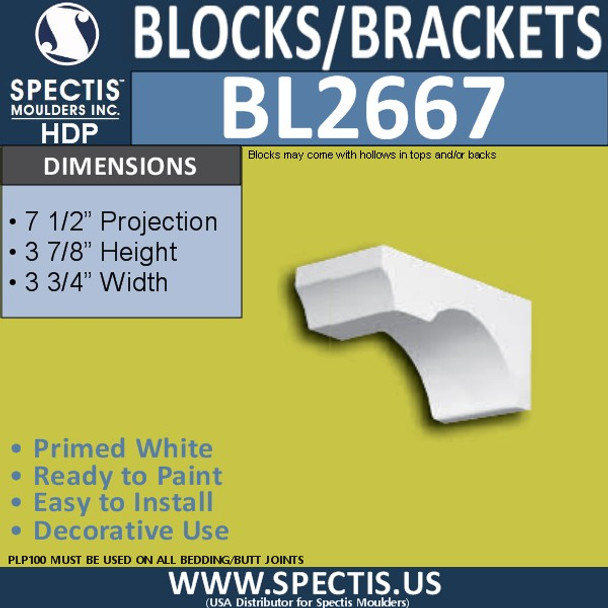 BL2667 Eave Block or Bracket 3.75"W x 3.9"H x 7.5" P