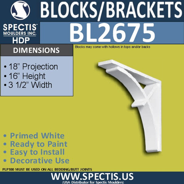 BL2675 Eave Block or Bracket 3.5"W x 16"H x 18" P