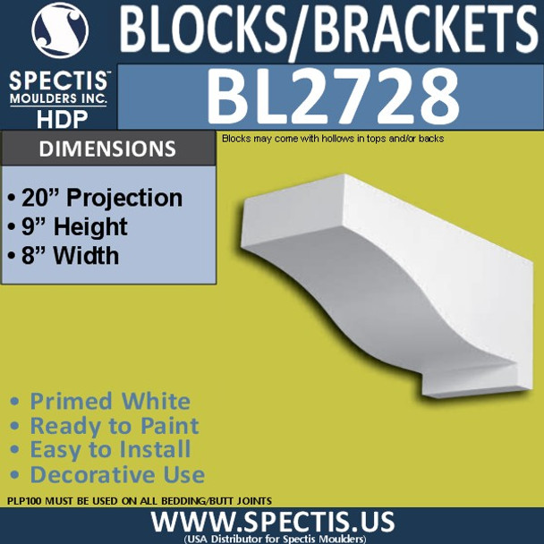 BL2728 Eave Block or Bracket 8"W x 9"H x 20" P