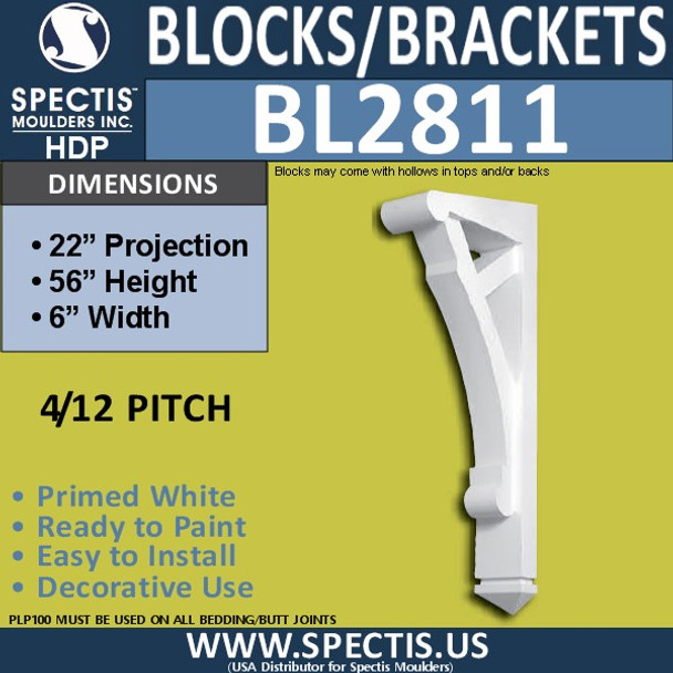 BL2811 Eave Block or Bracket 6"W x 56"H x 22" P