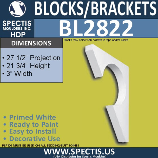 BL2822 Eave Block or Bracket 3"W x 21.75"H x 27.5" P