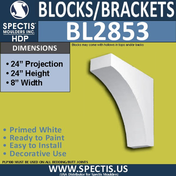 BL2853 Eave Block or Bracket 8"W x 24"H x 24" P
