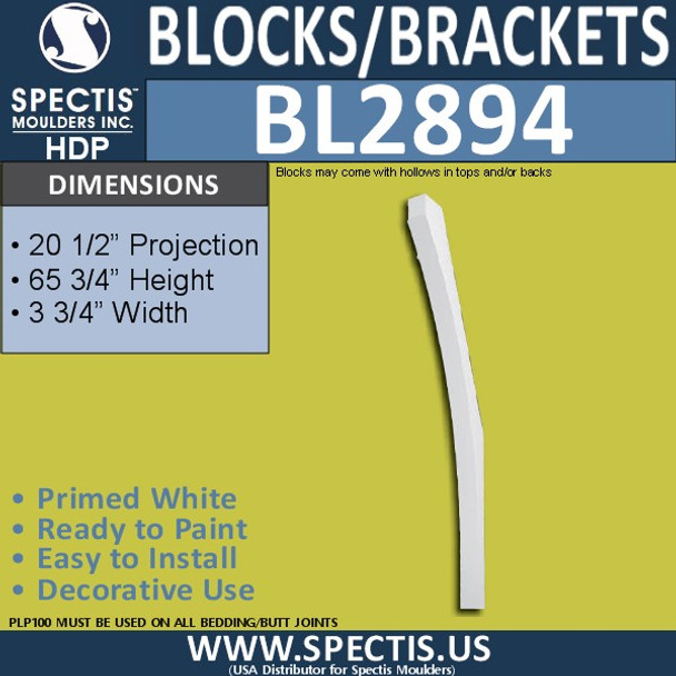 BL2894 Eave Block or Bracket 3.75"W x 65.75"H x 20.5" P