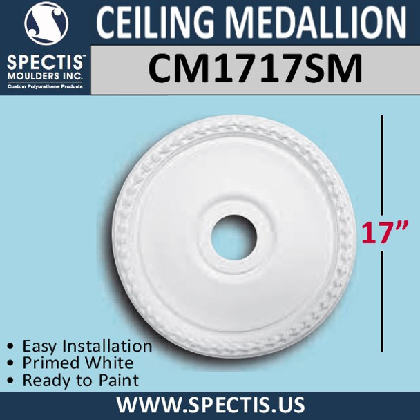 CM1717SM Decorative Ceiling Medallion 3" Hole x 17" Round