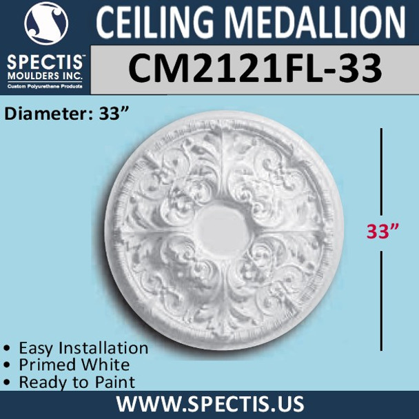 CM2121FL-33 Decorative Ceiling Medallion 3-3/8" Hole x 33" Round