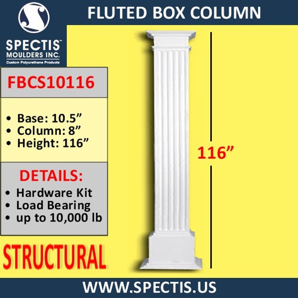 FBCS10116 Structural Fluted Box Column 10" x 116"