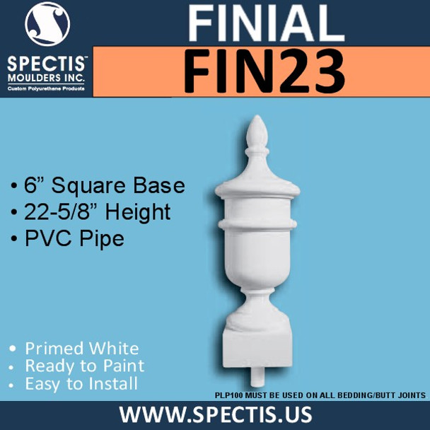 FIN23 Urn on Base Urethane Finial 6" x 22-5/8"