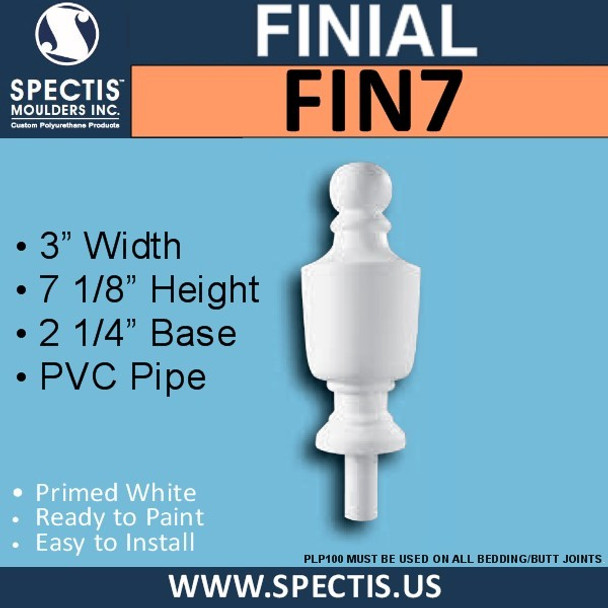 FIN7 Urn Style Urethane Finial 3" x 7-1/8"