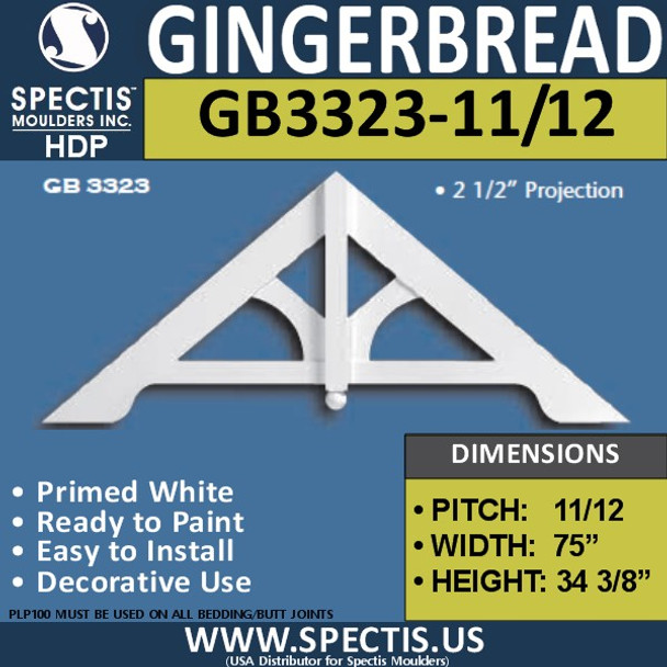 GB3323-11-12 Gingerbread Gable Trim 75"W x 34 3/8"H