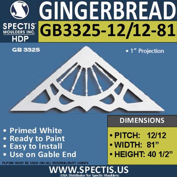 GB3325-12-12-81 Gingerbread Gable Trim 81"W X 40 1/2"H