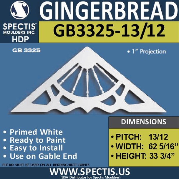 GB3325-13-12 Gingerbread Gable Trim - 62 5/16"W x 33 3/4"H
