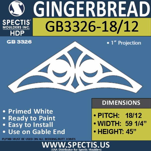 GB3326-18/12 Gingerbread Gable Trim 60"W X 45"H