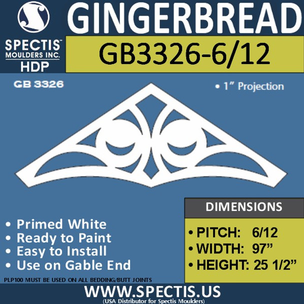 GB3326-6/12 Gingerbread Gable Trim 102"W X 25 1/2"H