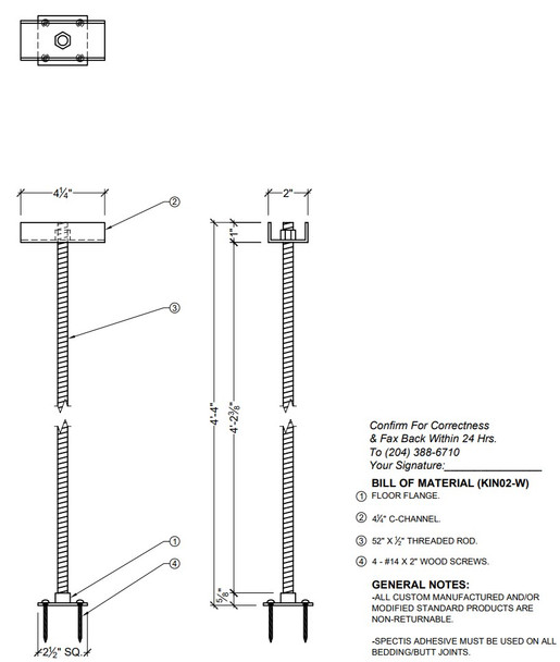 Newel Post Anchor Hardware Kit for Wood KIN 02-W