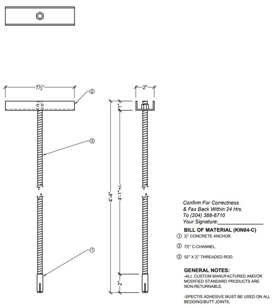 Newel Post Anchor Hardware Kit for Concrete Applications KIN 04-C
