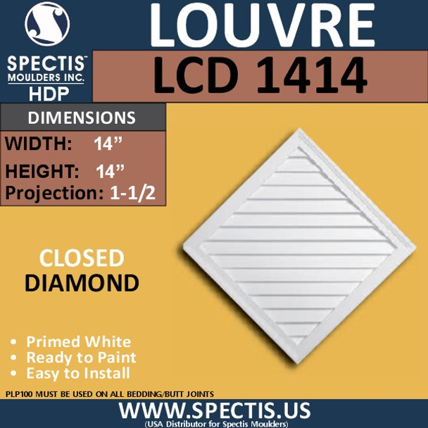 LCD1414 Diamond Gable Louver Vent - Closed - 14 x 14