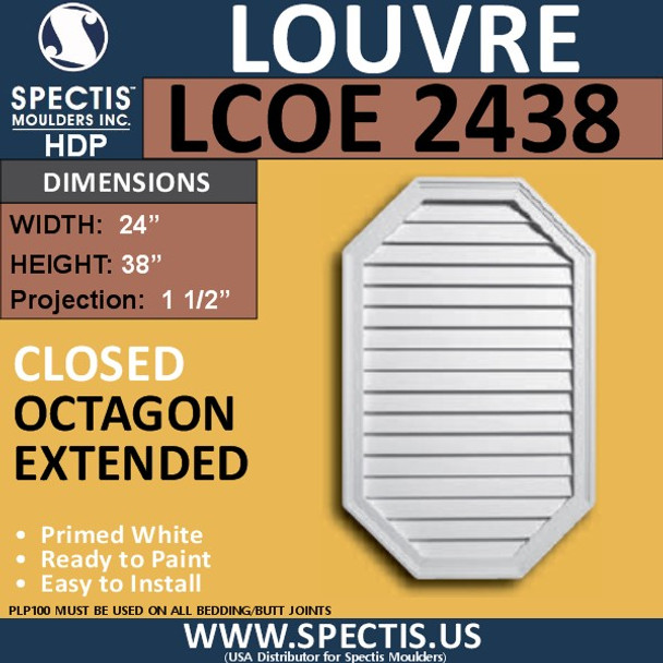 LCOE2438 Octagon Elongated Louver Closed 24 x 38