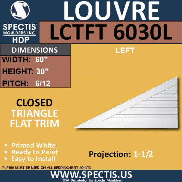 LCT6030L Triangle Gable Louver Vent - Closed - 60 x 30 Left