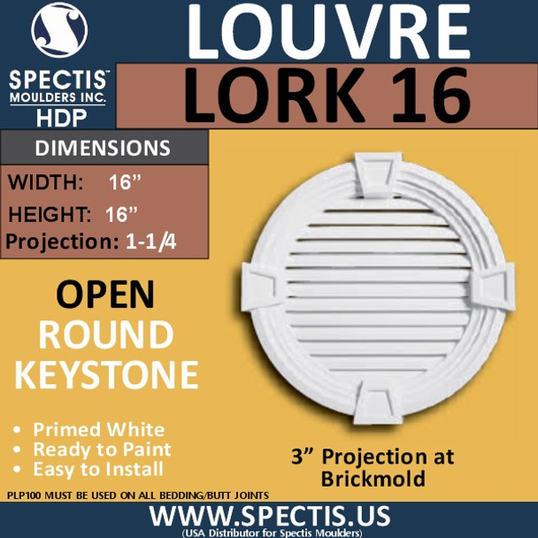 LORK16 Round Open Louver with Keystone 16"