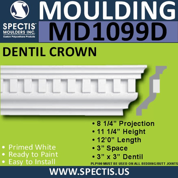 MD1099D Crown Molding Dentil 8 1/4"P x 11 1/4"H x 144"L