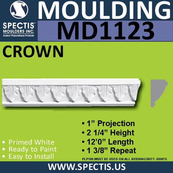 MD1123 Spectis Crown Molding Trim 1"P x 2 1/2"H x 96"L