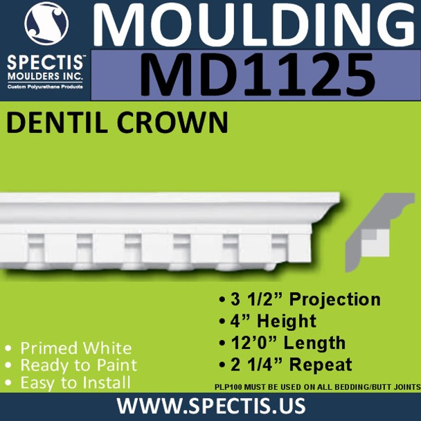 MD1125 Spectis Crown Molding Dentil Trim 3 1/2"P x 4"H x 144"L