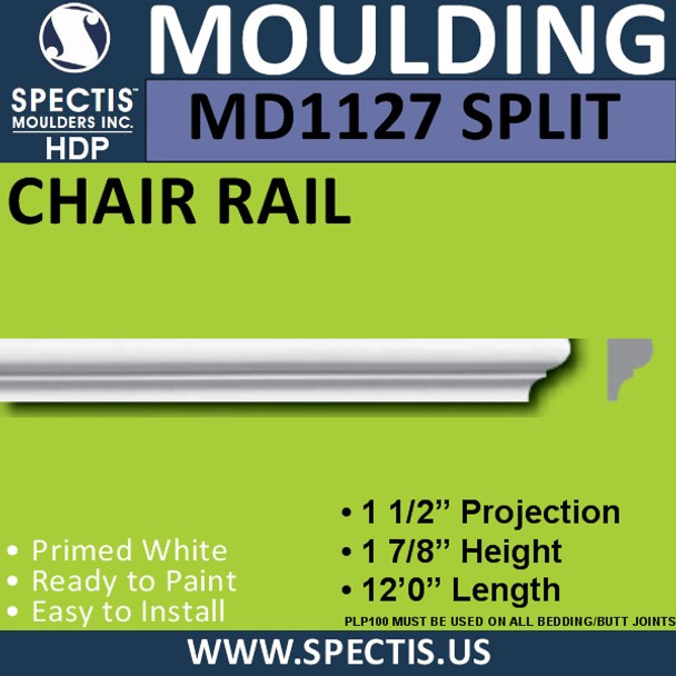 MD1127 SPLIT Spectis Molding Half Nose 1 1/2"P x 1 7/8"H x 144"L