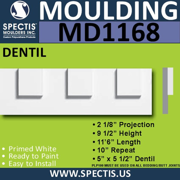 MD1168 Spectis Molding Dentil Trim 2 1/8"P x 9 1/2"H x 138"L