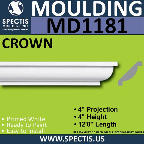MD1181 Spectis Crown Molding Trim 4"P x 4"H x 144"L