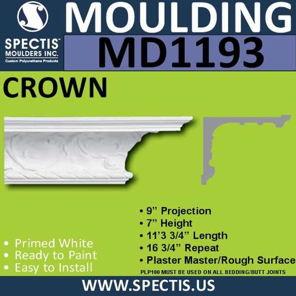 MD1193 Spectis Crown Molding Trim 9"P x 7"H x 135 3/4"L