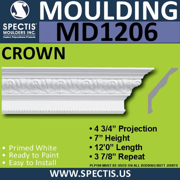 MD1206 Spectis Crown Molding Trim 4 3/4"P x 7"H x 144"L