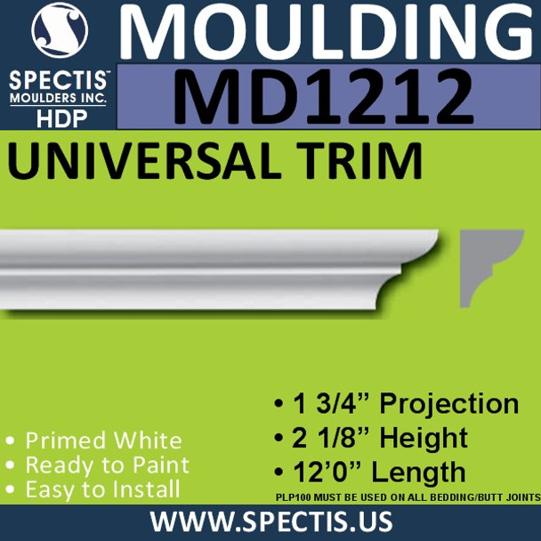 MD1212 Spectis Crown Molding Trim 1 3/4"P x 2 1/8"H x 144"L