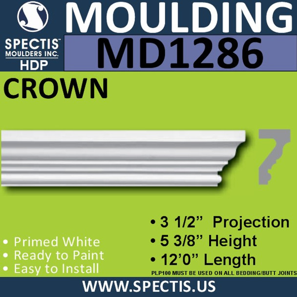 MD1286 Spectis Crown Molding Trim 3 1/2"P x 5 3/8"H x 144"L