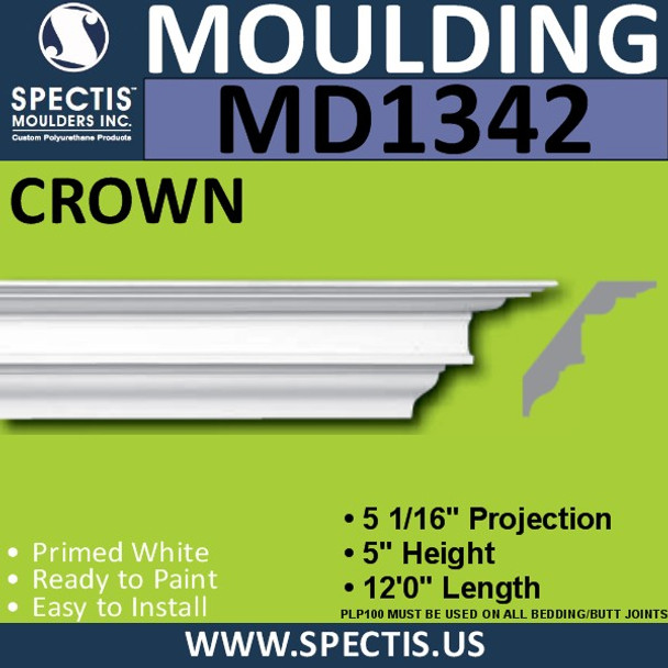 MD1342 Spectis Crown Molding Trim 5 1/16"P x 5"H x 144"L