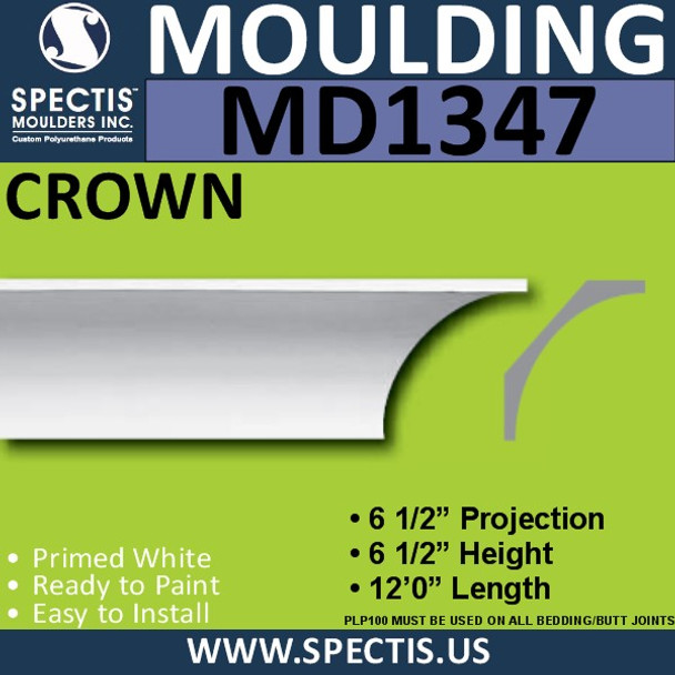 MD1347 Spectis Crown Molding Trim 6 1/2"P x 6 1/2"H x 144"L