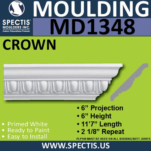 MD1348 Spectis Crown Molding Trim 6"P x 6"H x 139"L
